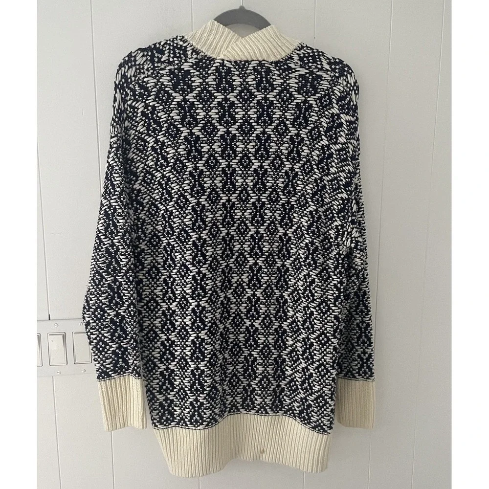 Gap Open Cardigan Sweater Knit Size‎ XS/S Navy & Ivory Pattern Preppy